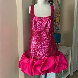 Pink Sequin Satin Dress - NWT